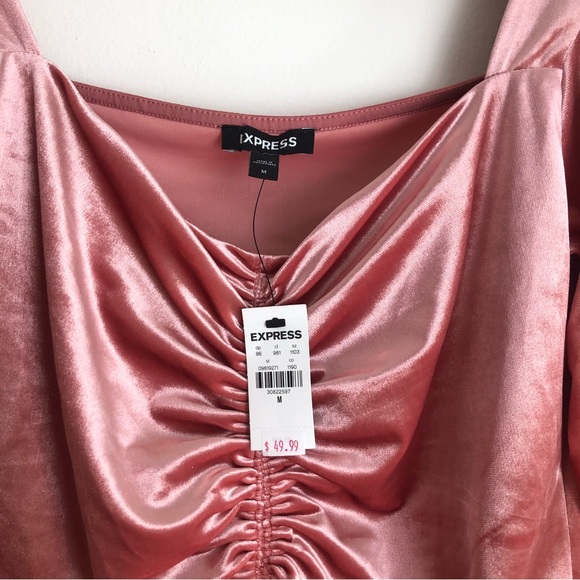 NWT Express Pink Velvet Long Sleeve Blouse - Picture 8 of 11